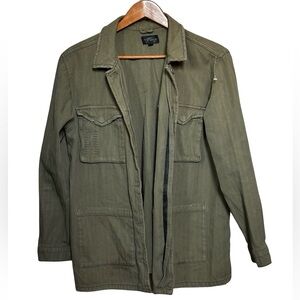 Topshop Maternity Distressed Utility Jacket Olive Green Women Size 8.